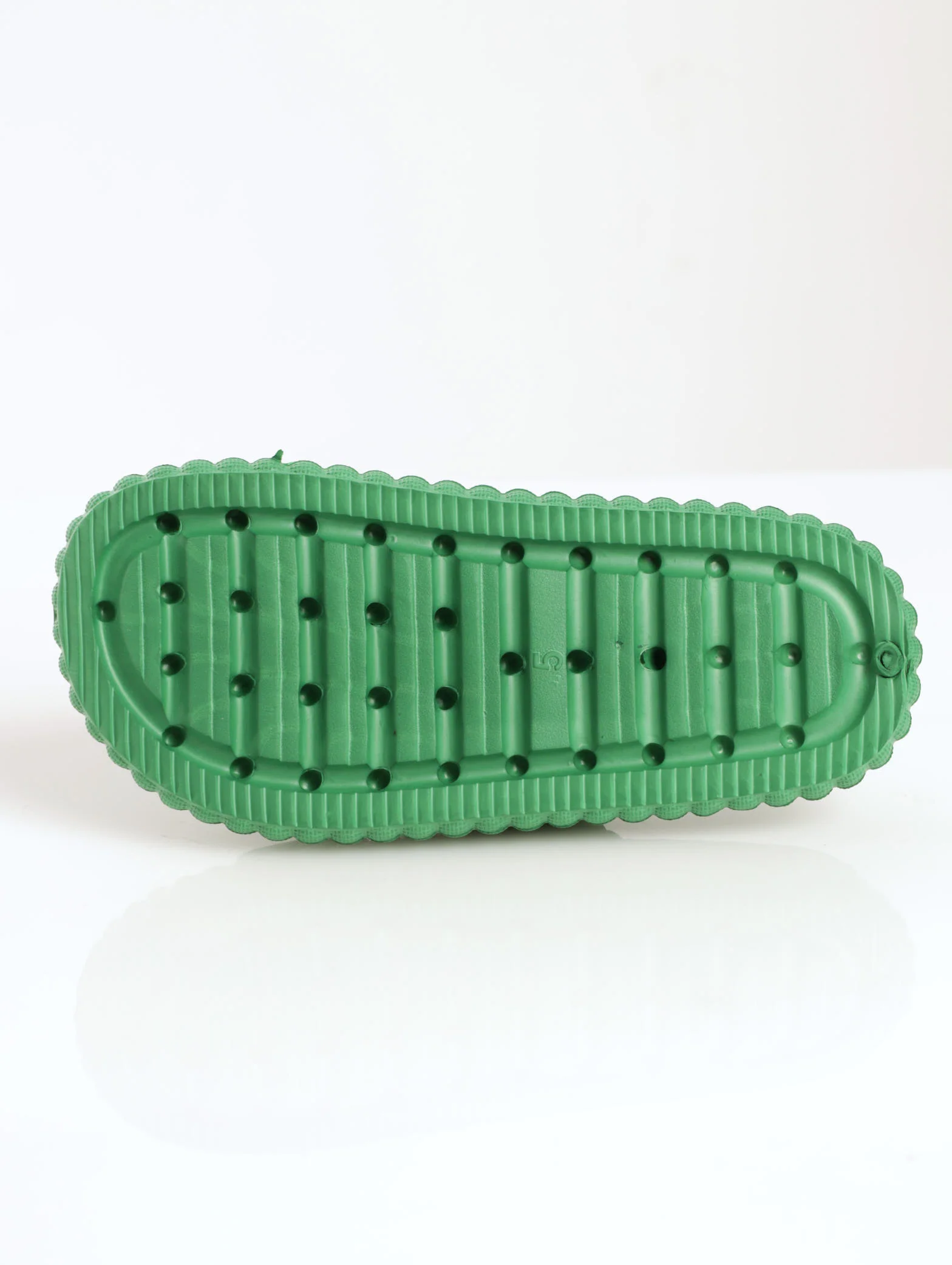 Ribbed Moulded Chunky Double Strap Mule Sandal - Green - Image 3