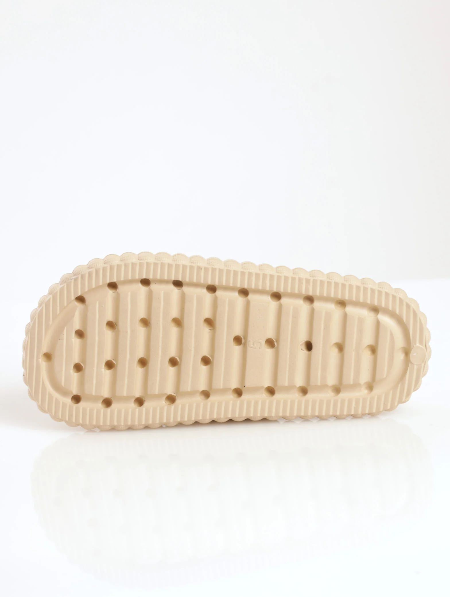 Ribbed Moulded Chunky Double Strap Mule Sandal - Sand - Image 3