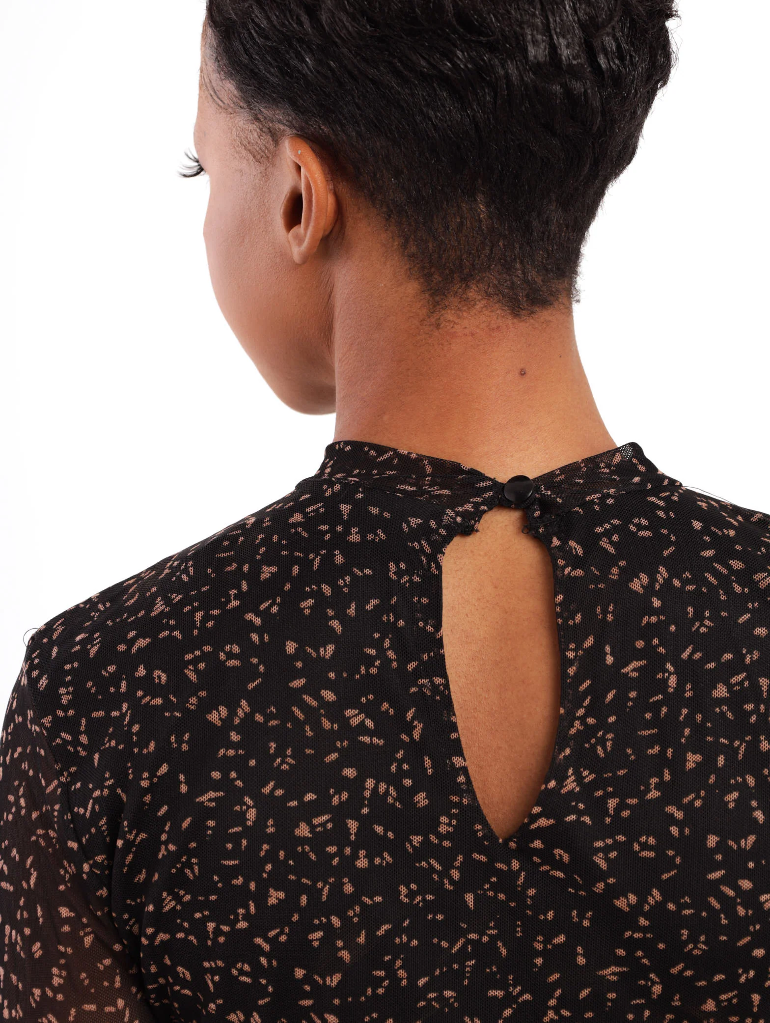 Ruched Front Printed Mesh Dress - Image 3