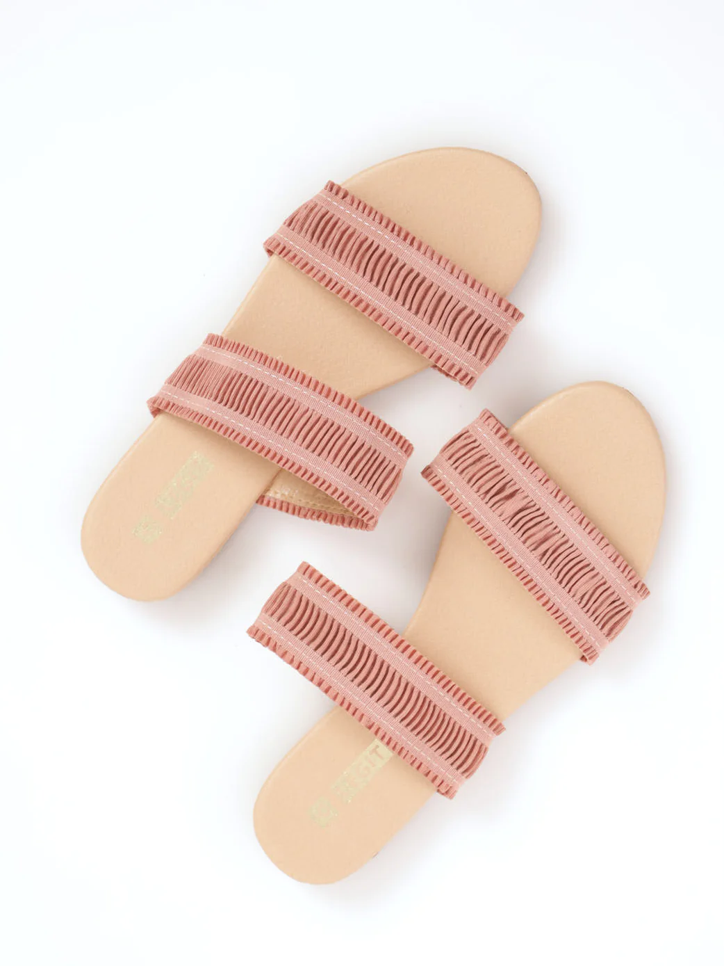 Rouched Stitch Double Strap Mule Sandal - Terracotta