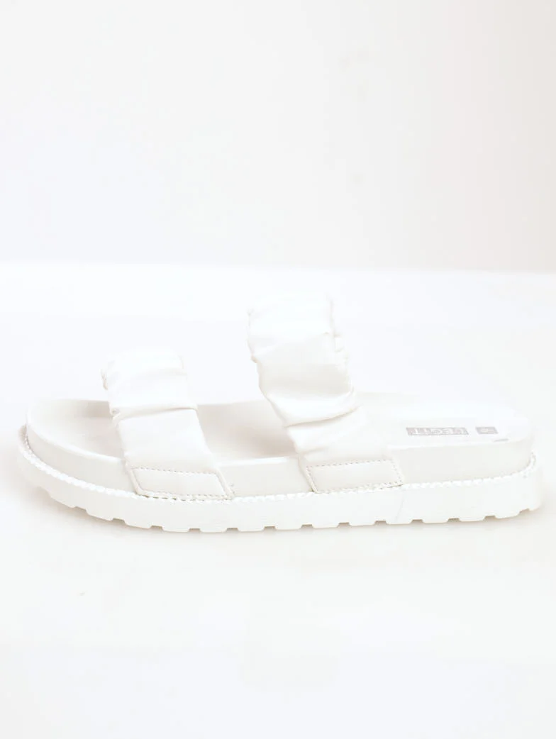 Rouched Two Strap Cleated Platform Sandal - White - Image 2
