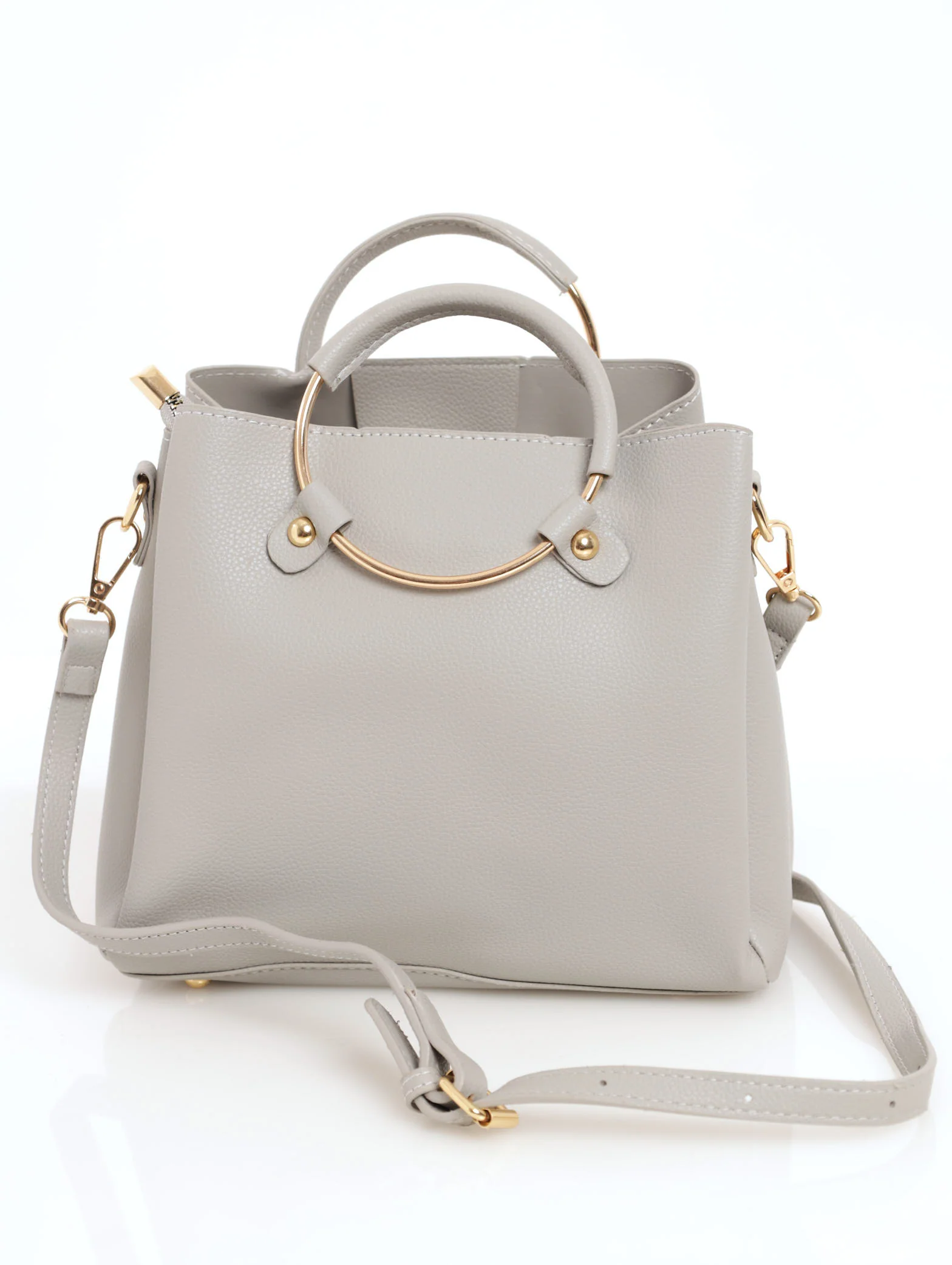 Round Handle Tote Bag - Light Grey