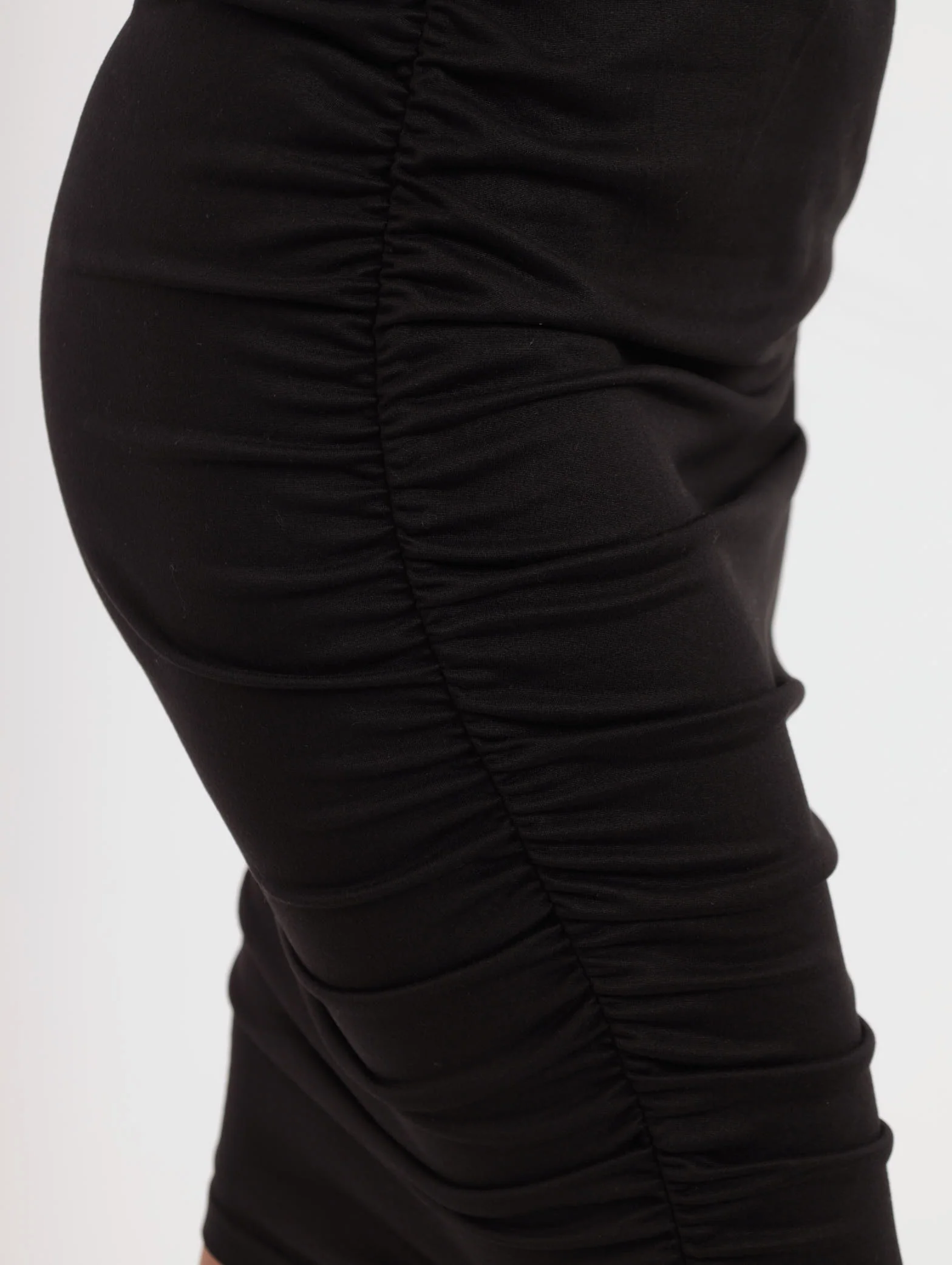 Ruched Bodycon Dress - Black - Image 5