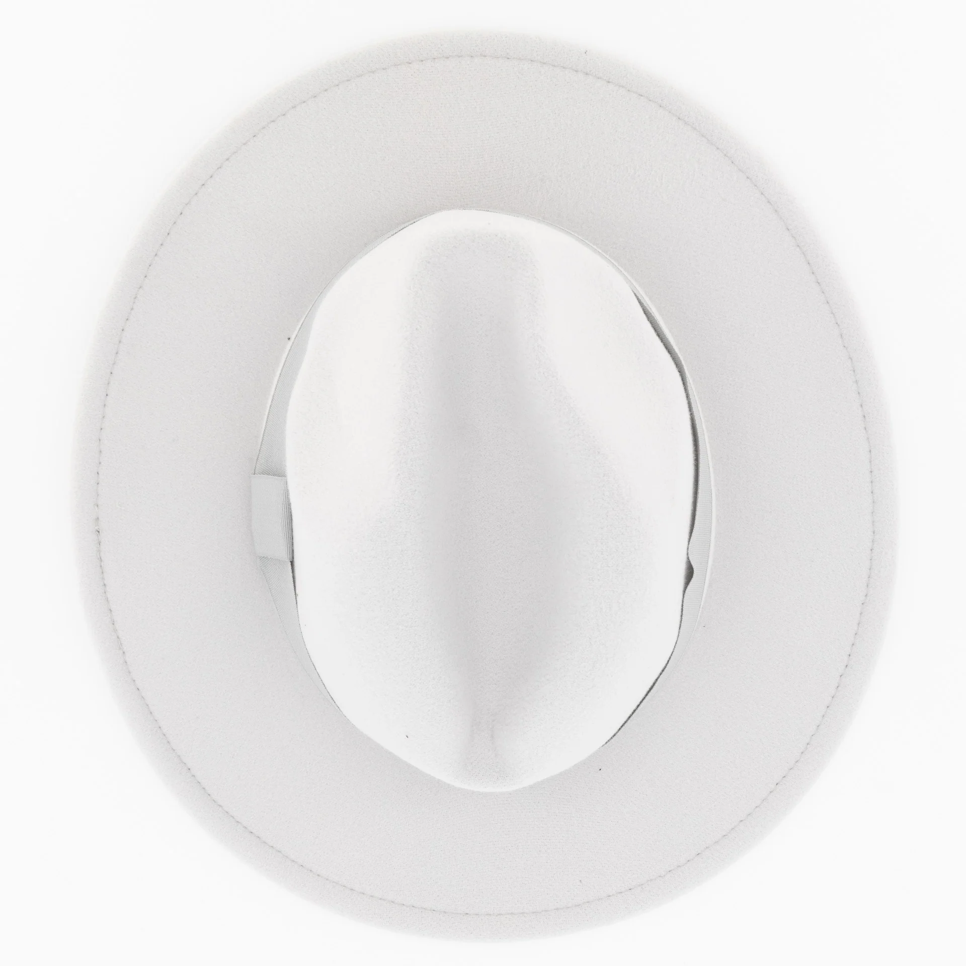 Satin Band Felt Fedora Hat - Light Grey - Image 3