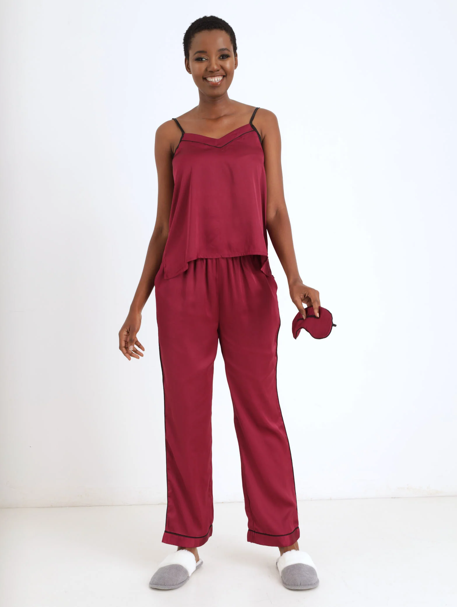 Satin Cami & Pant Set - Plum