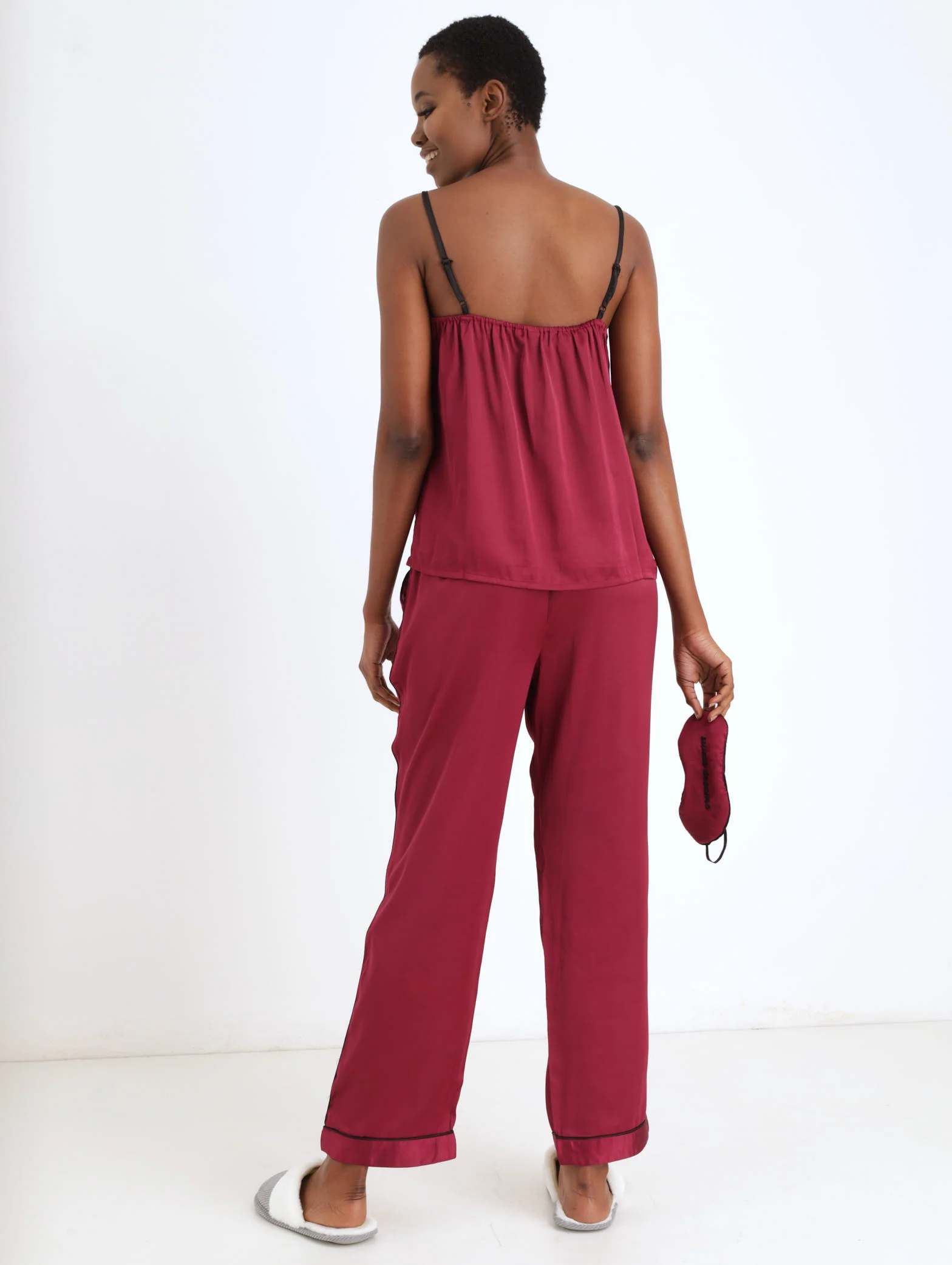 Satin Cami & Pant Set - Plum - Image 2