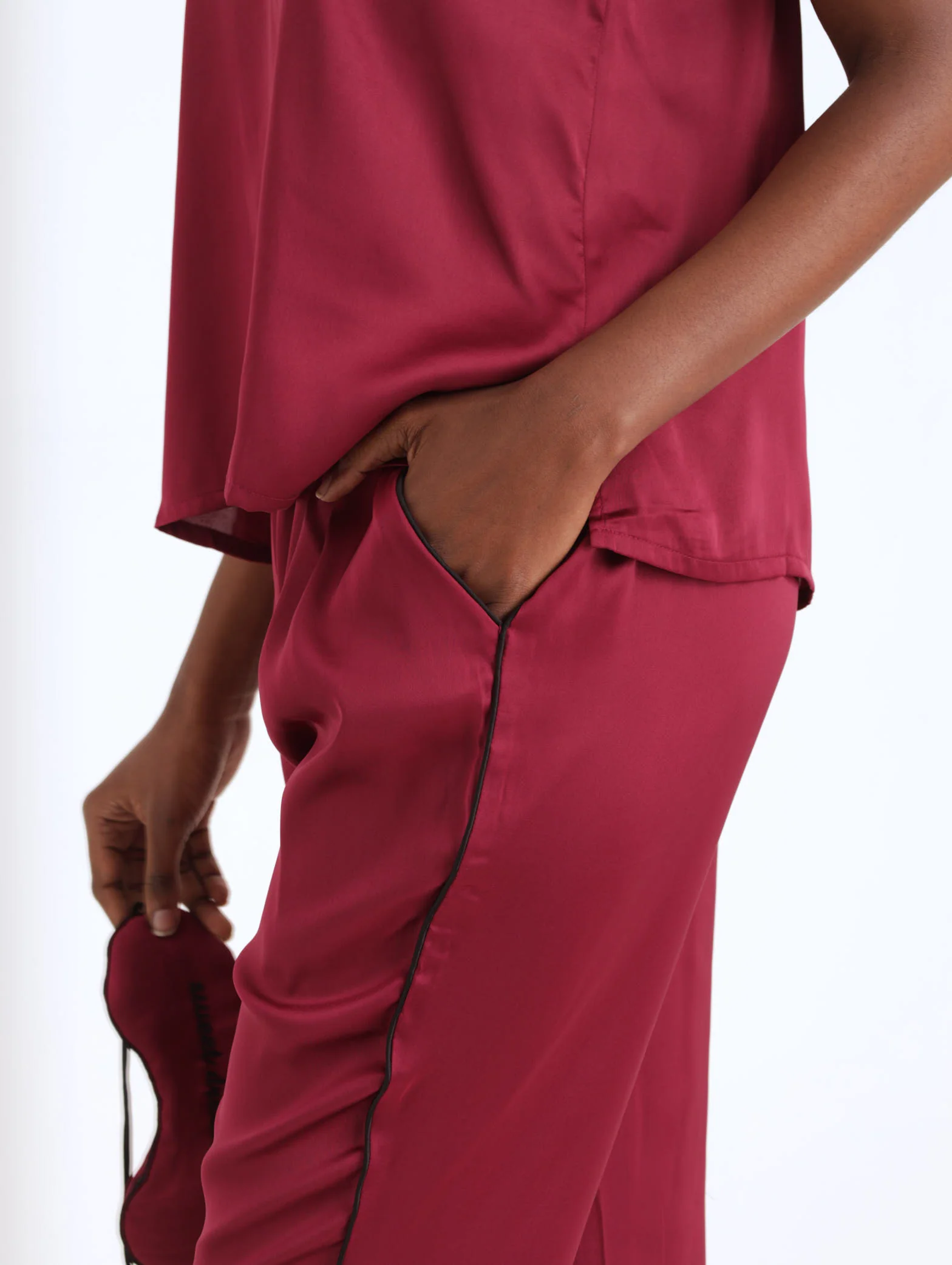 Satin Cami & Pant Set - Plum - Image 3