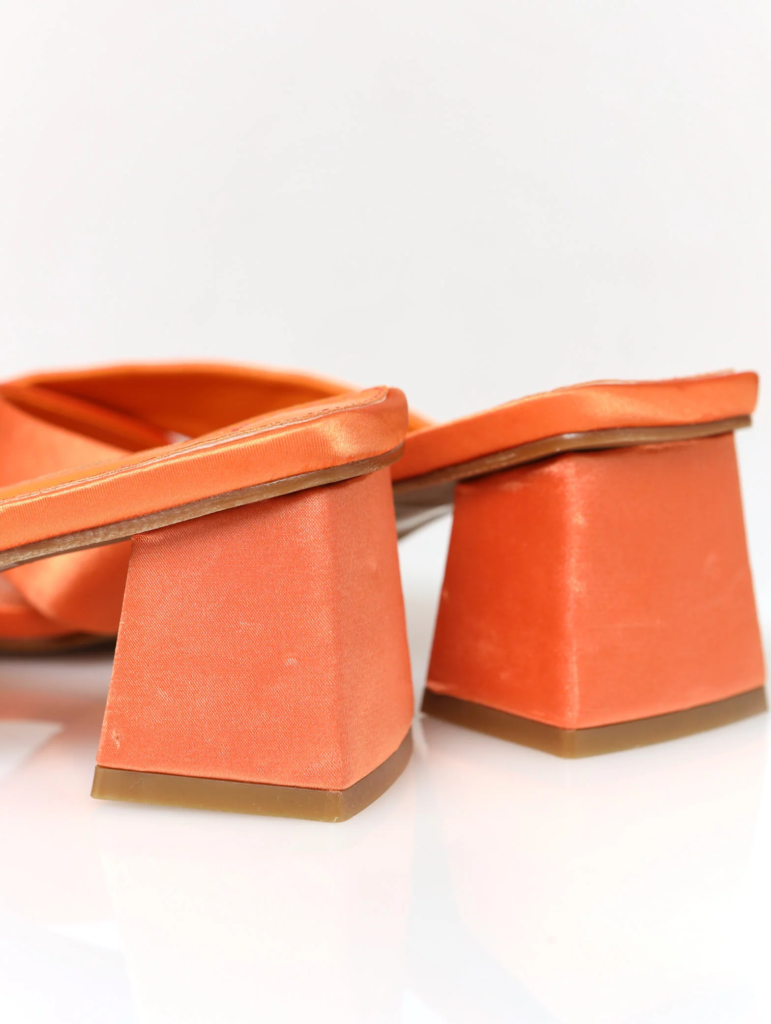 Satin Criss Cross Mule Heel - Tangerine - Image 3