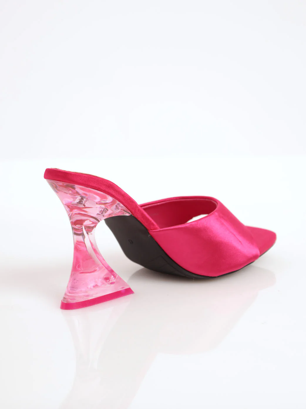 Satin Heel Mule On Shaped Heel - Cerise - Image 4