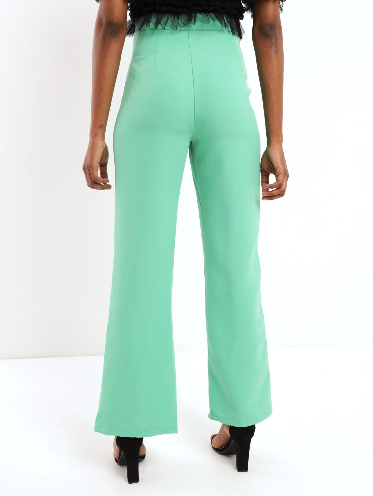 Seam Front Slit Front Pant - Green - Image 4