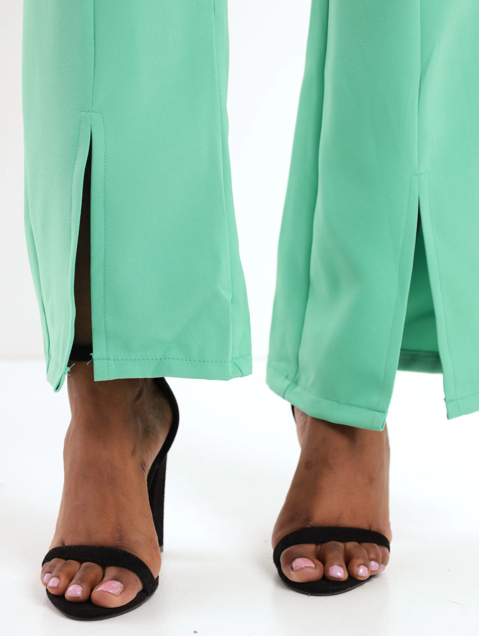 Seam Front Slit Front Pant - Green - Image 5