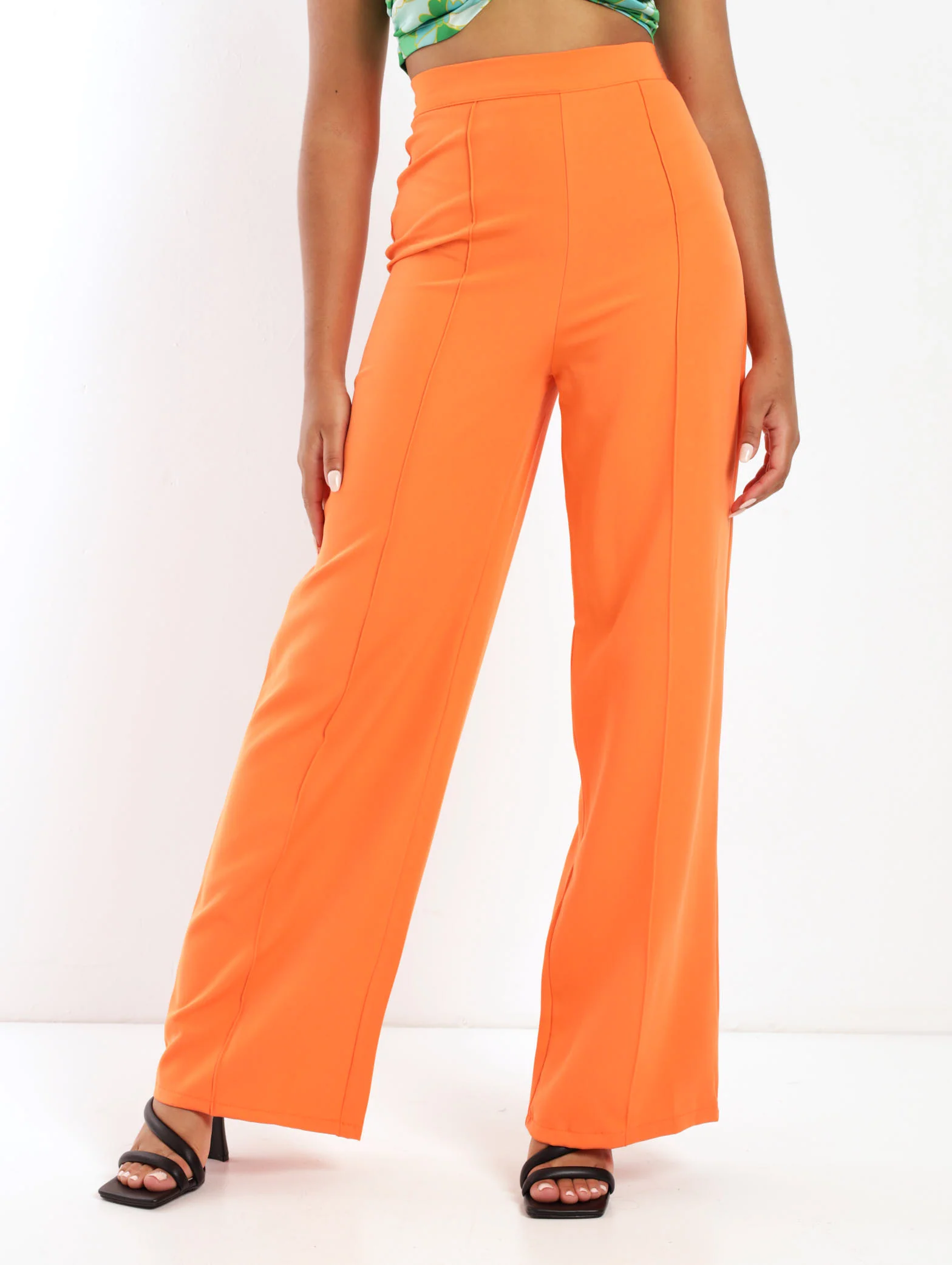 Seam Front Wideleg Pant - Orange