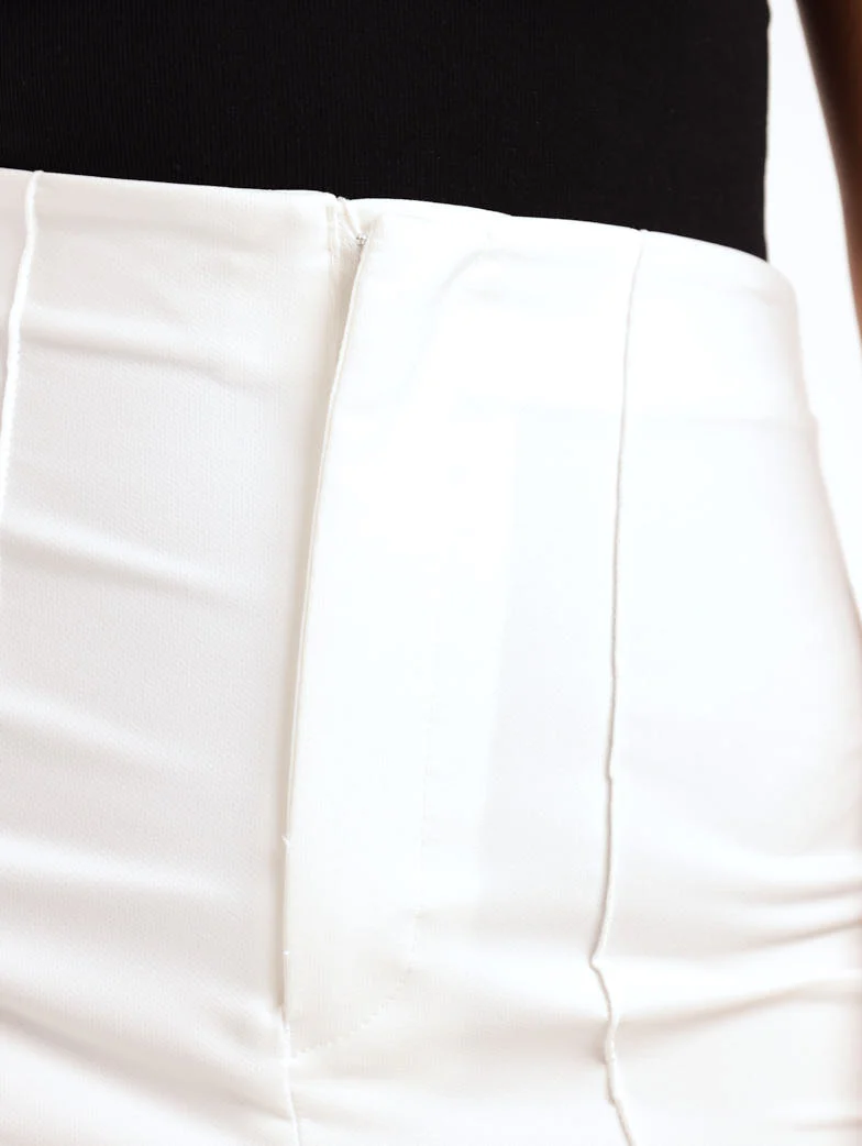 Seamed Front Side Slit Bootleg Pant - White - Image 5