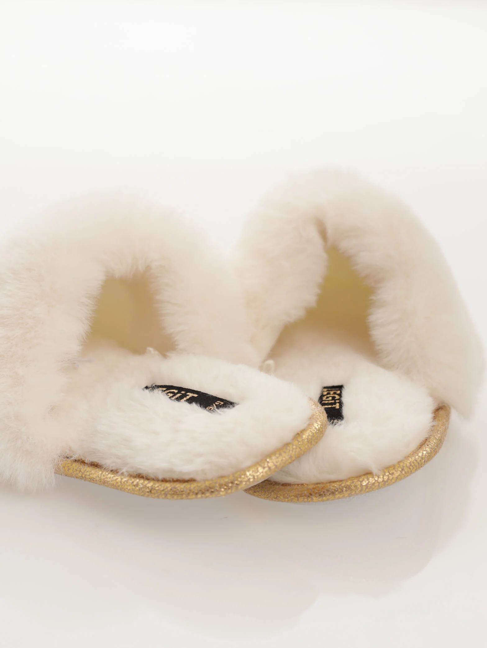 Sequin Closed Toe Fluffy Chunky Slipper - Gold - Image 3