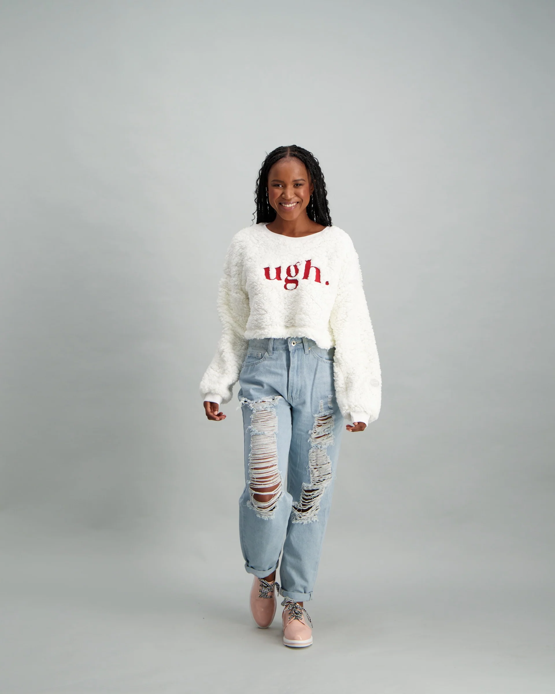 Sherpa Embroided Pullover - Cream - Image 2