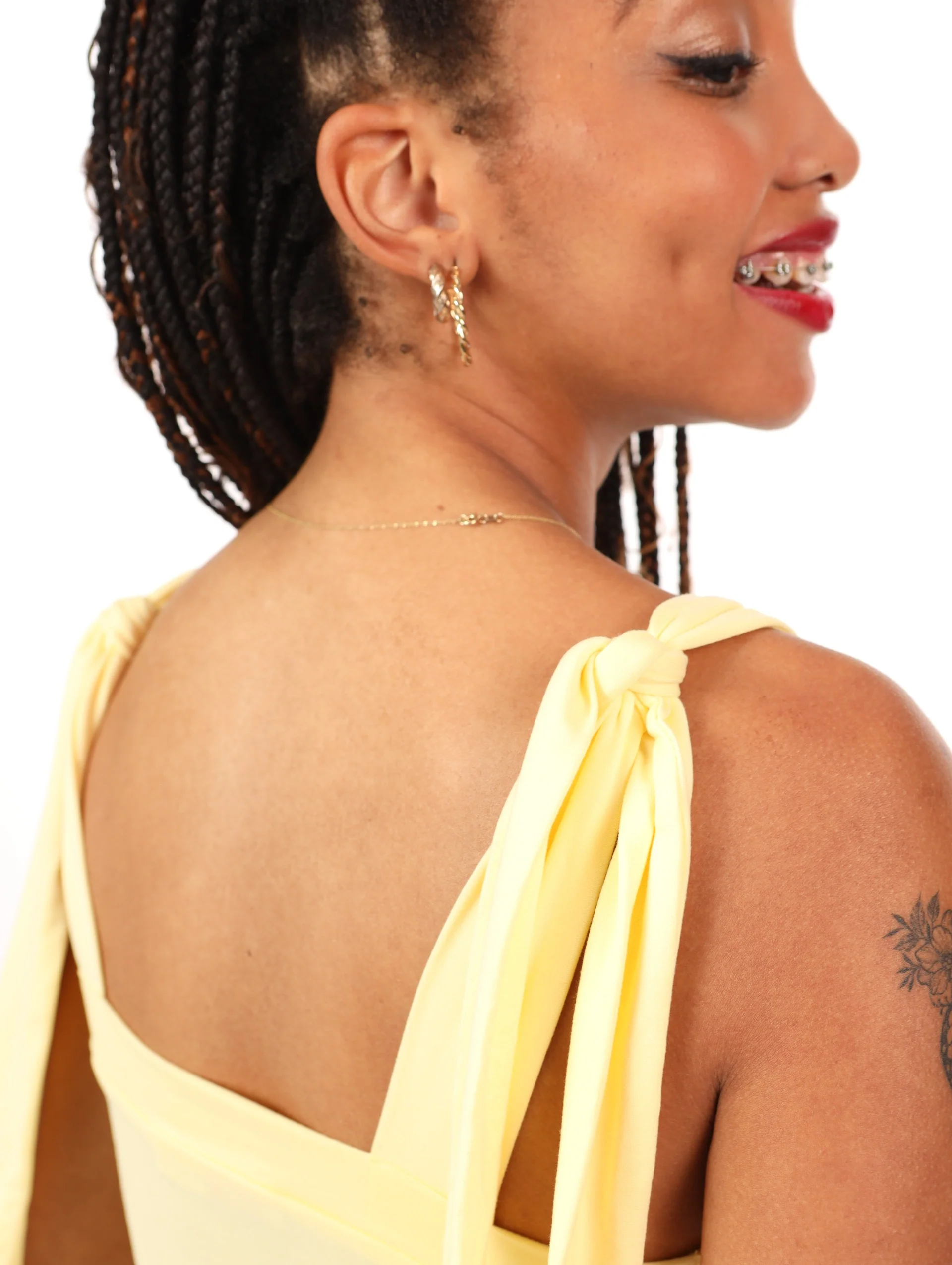 Shirred Strappy Top - Yellow - Image 5