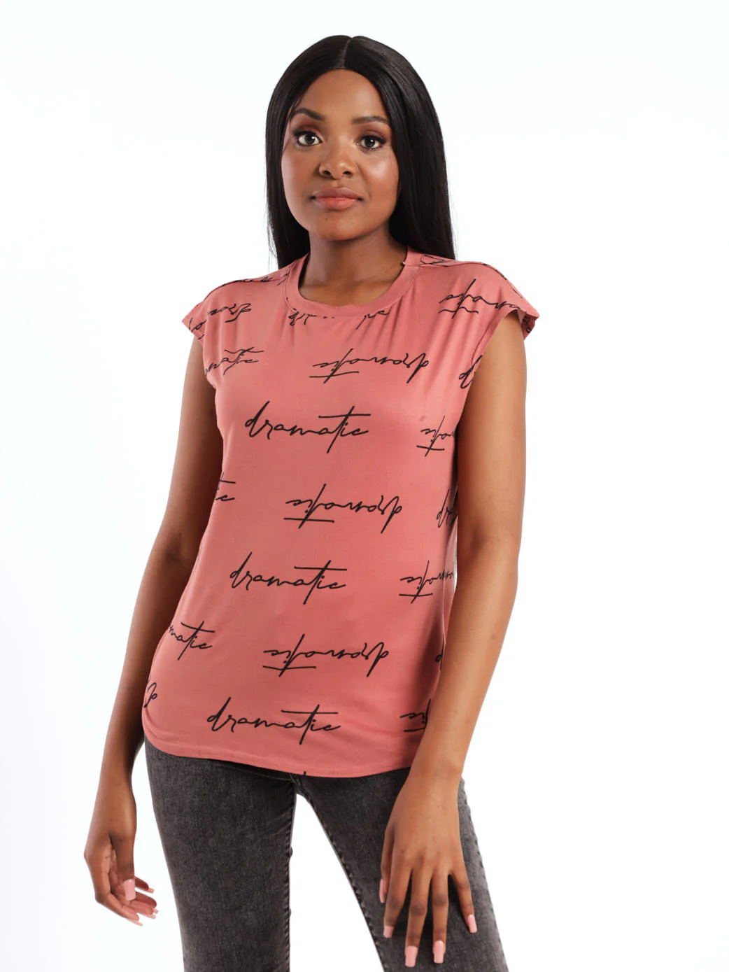 Short Sleeve Dramatic Slogan Top