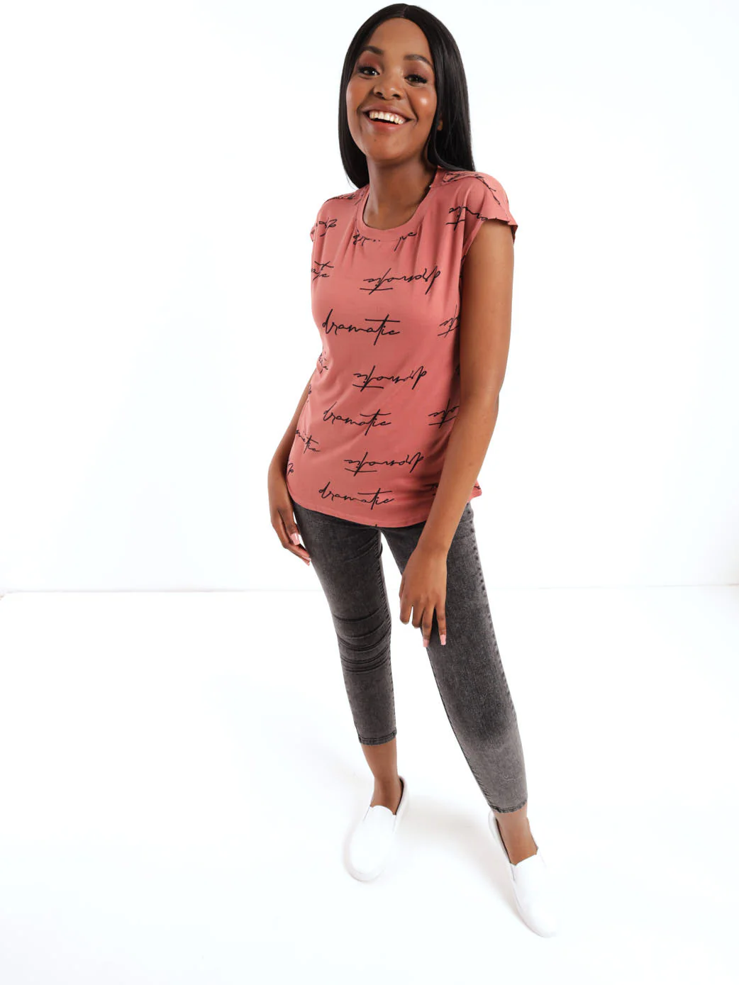 Short Sleeve Dramatic Slogan Top - Image 2