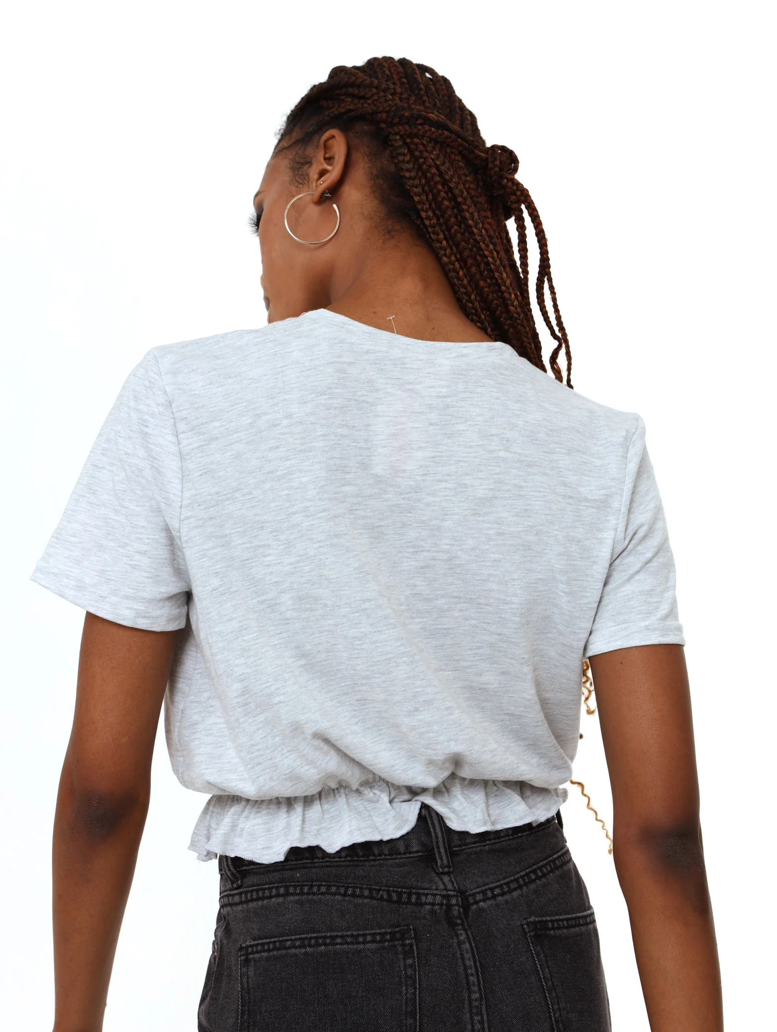 Short Sleeve Elasticated Tee - Grey Melange - Image 4