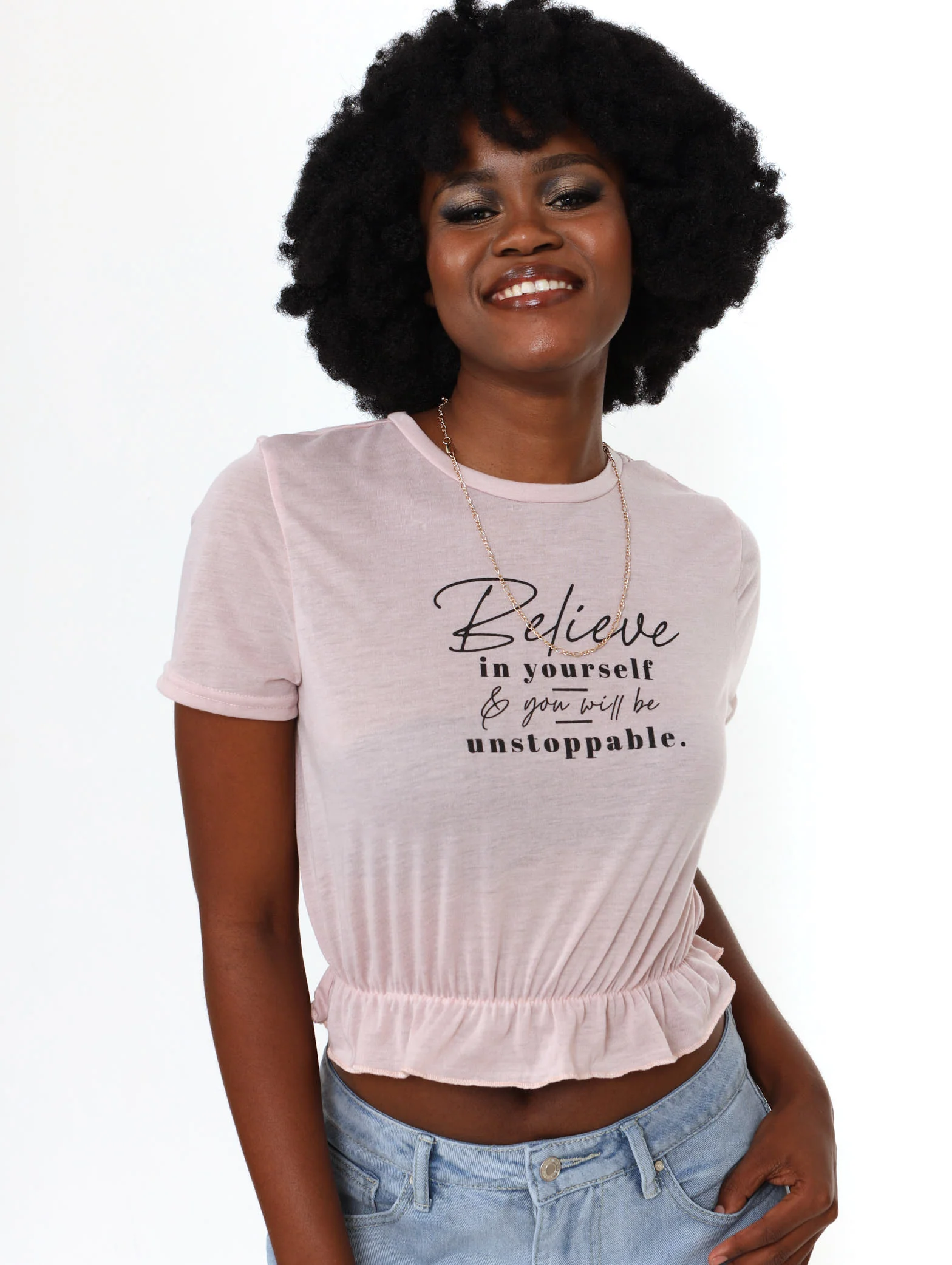 Short Sleeve Elasticated Tee - Mauve
