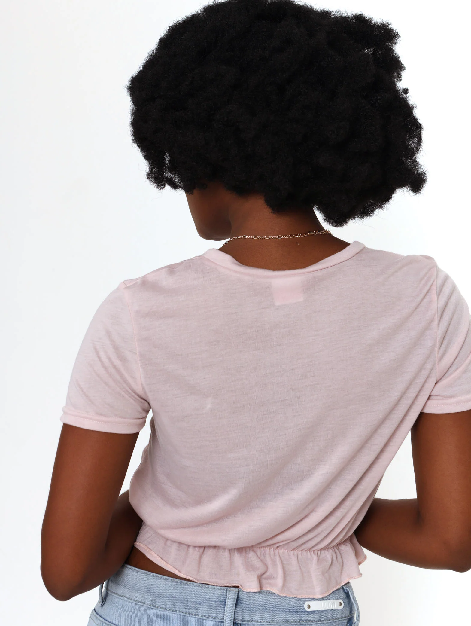 Short Sleeve Elasticated Tee - Mauve - Image 4