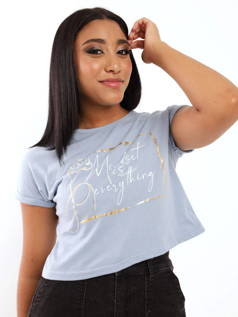 Short Sleeve Hip Grazer Top - Blue