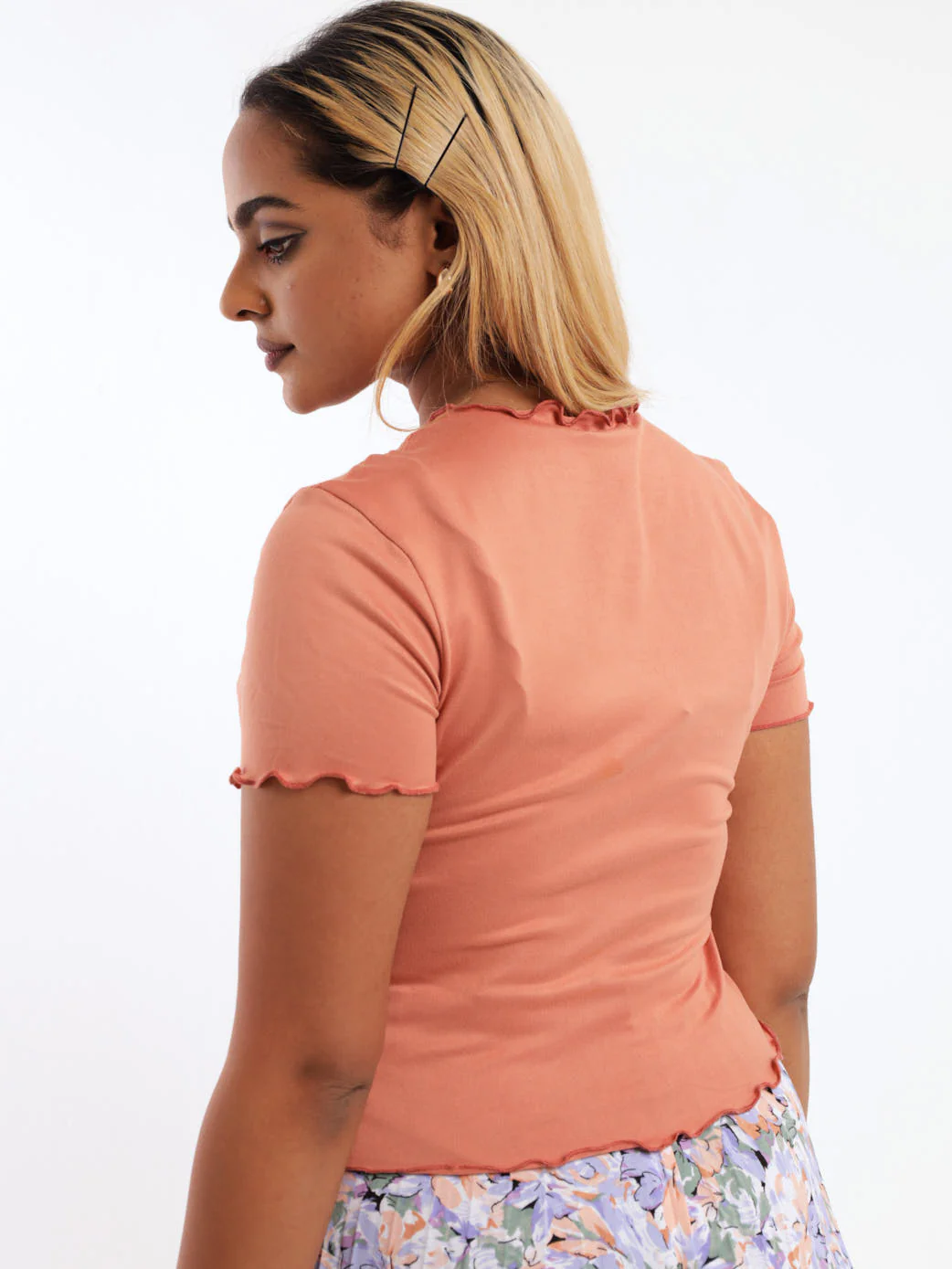 Short Sleeve Lettuce Edge Top - Blush - Image 4