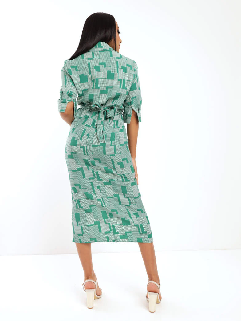 Short Sleeve Shirt Dress - Floral - Image 3