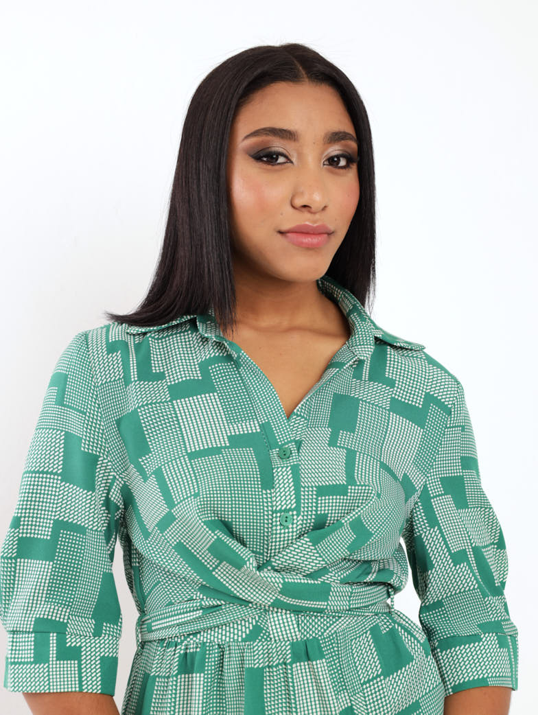 Short Sleeve Shirt Dress - Floral - Image 5