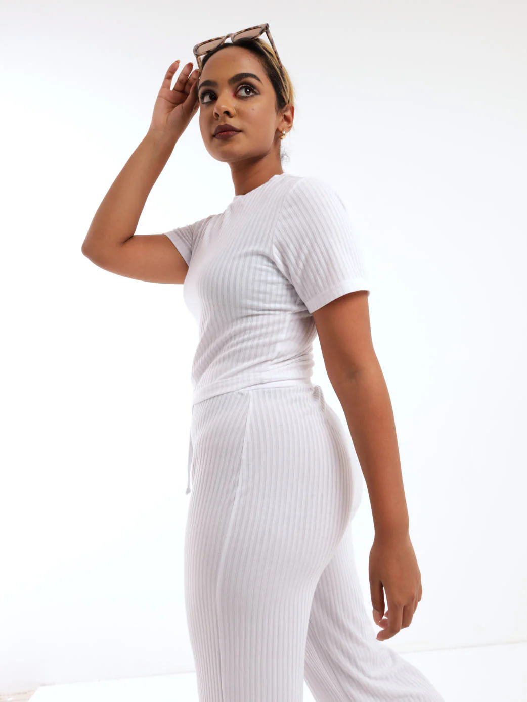 Short Sleeve Wide Rib Tee - White - Image 4