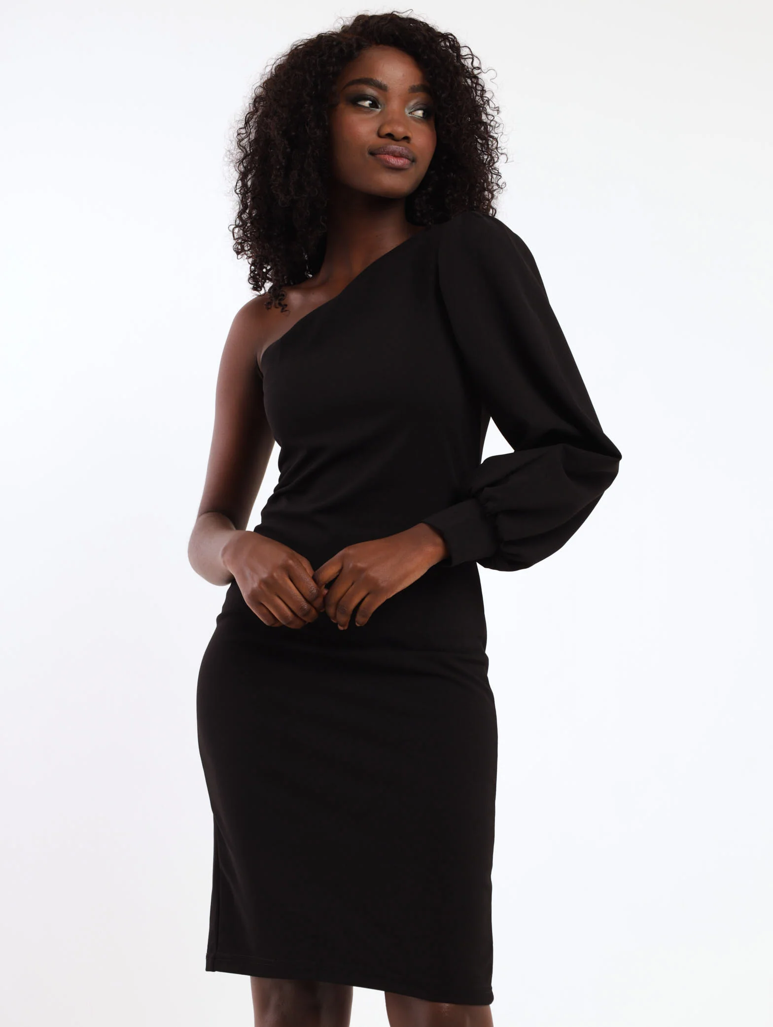 Shoulder Detail Bodycon Dress - Navy