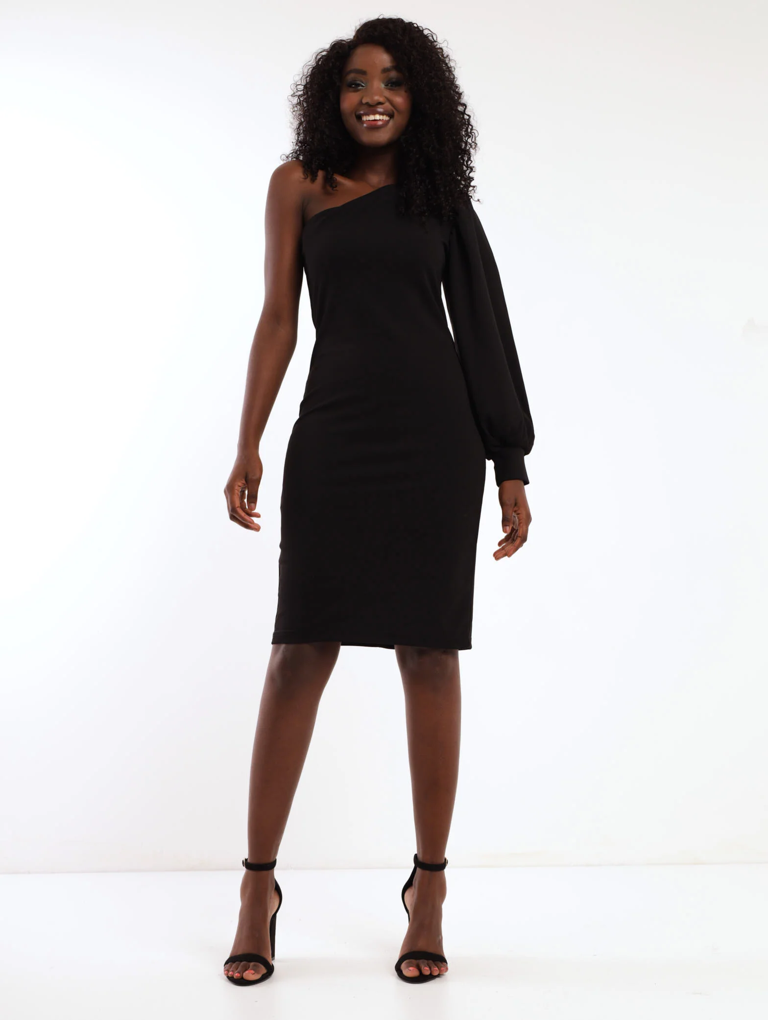 Shoulder Detail Bodycon Dress - Navy - Image 2