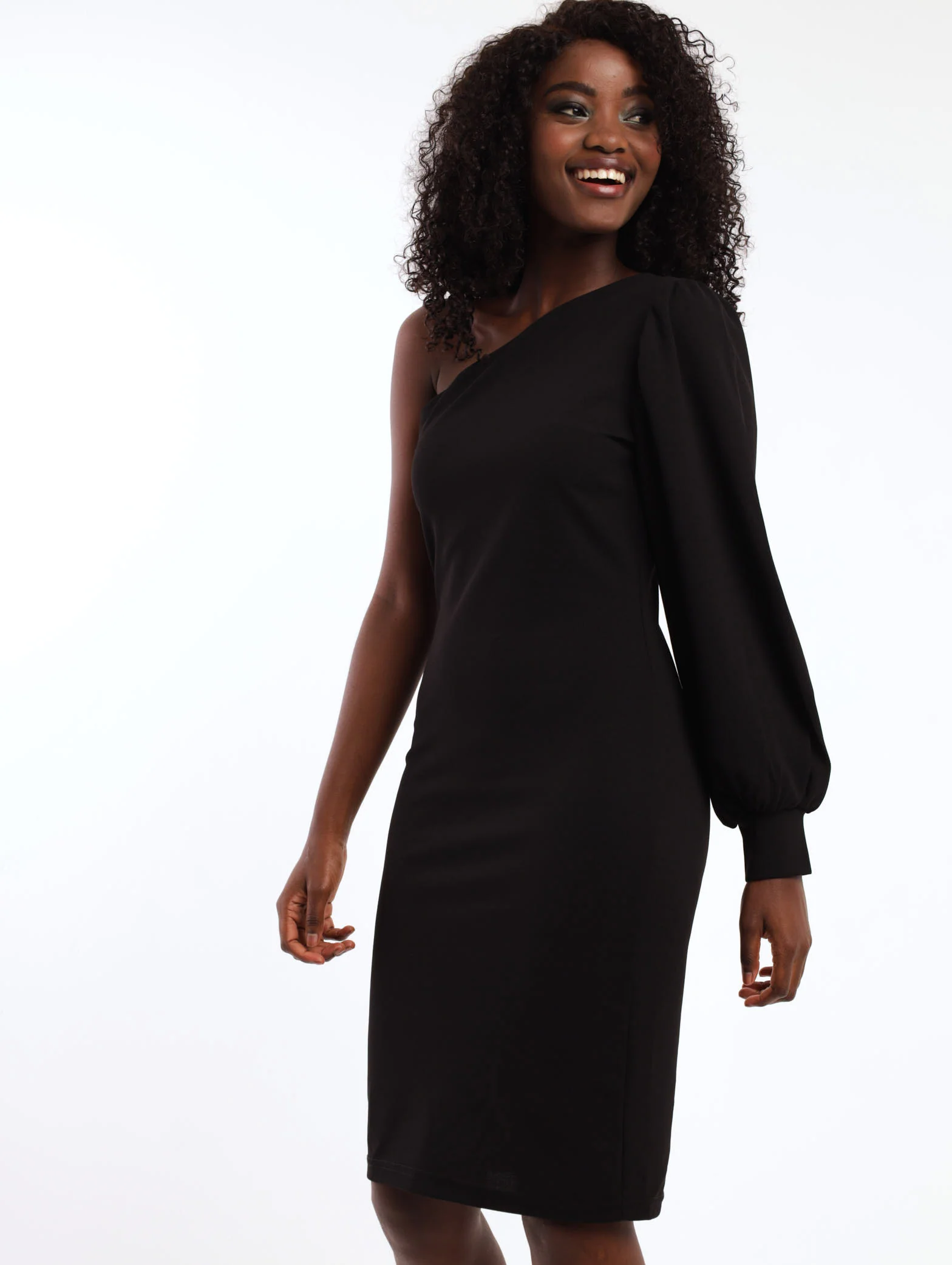 Shoulder Detail Bodycon Dress - Navy - Image 3