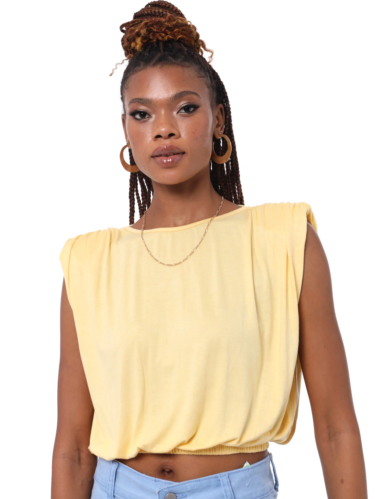 Shoulder Pad Top - Yellow - Image 2