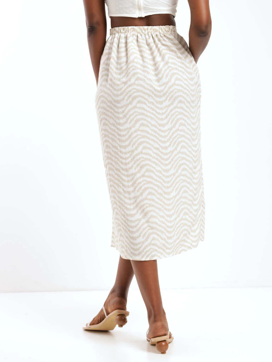 Side Button Zebra Midi Skirt - Image 4
