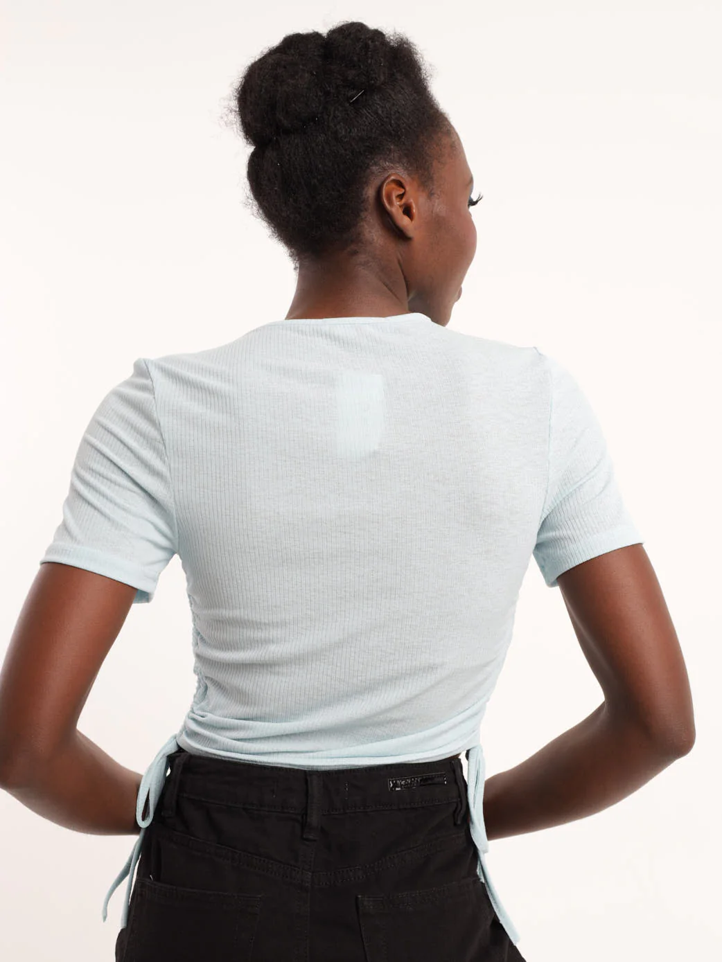 Side Rouched Tee - Blue - Image 4