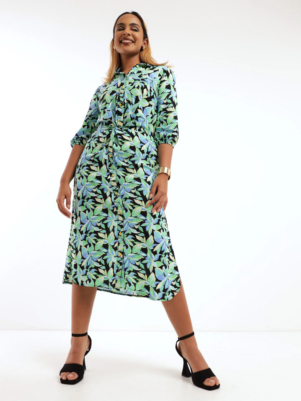 Side Slit Shirt Dress