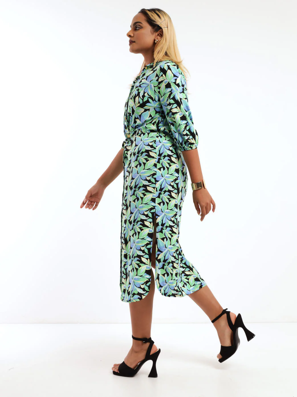Side Slit Shirt Dress - Image 2