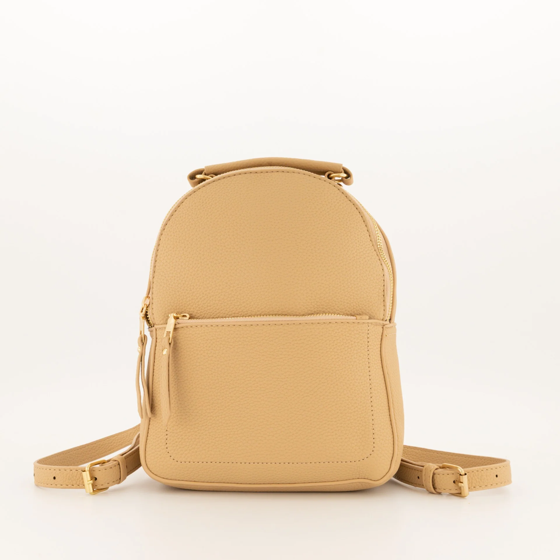 Silver Zip Backpack - Taupe