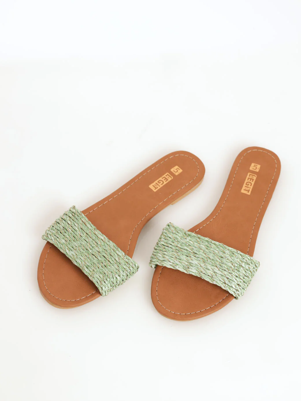 Single Band Mule Twist Weave Sandal - Sage