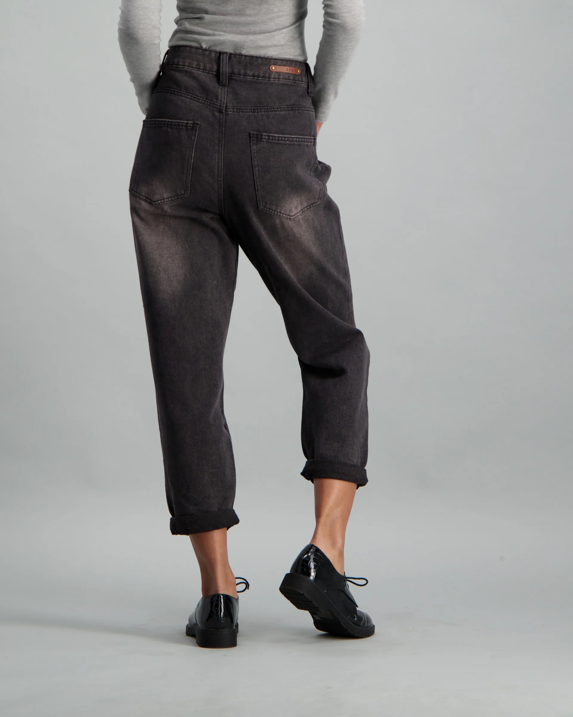 Slash Knee Black Mom Denim Jean - Image 3