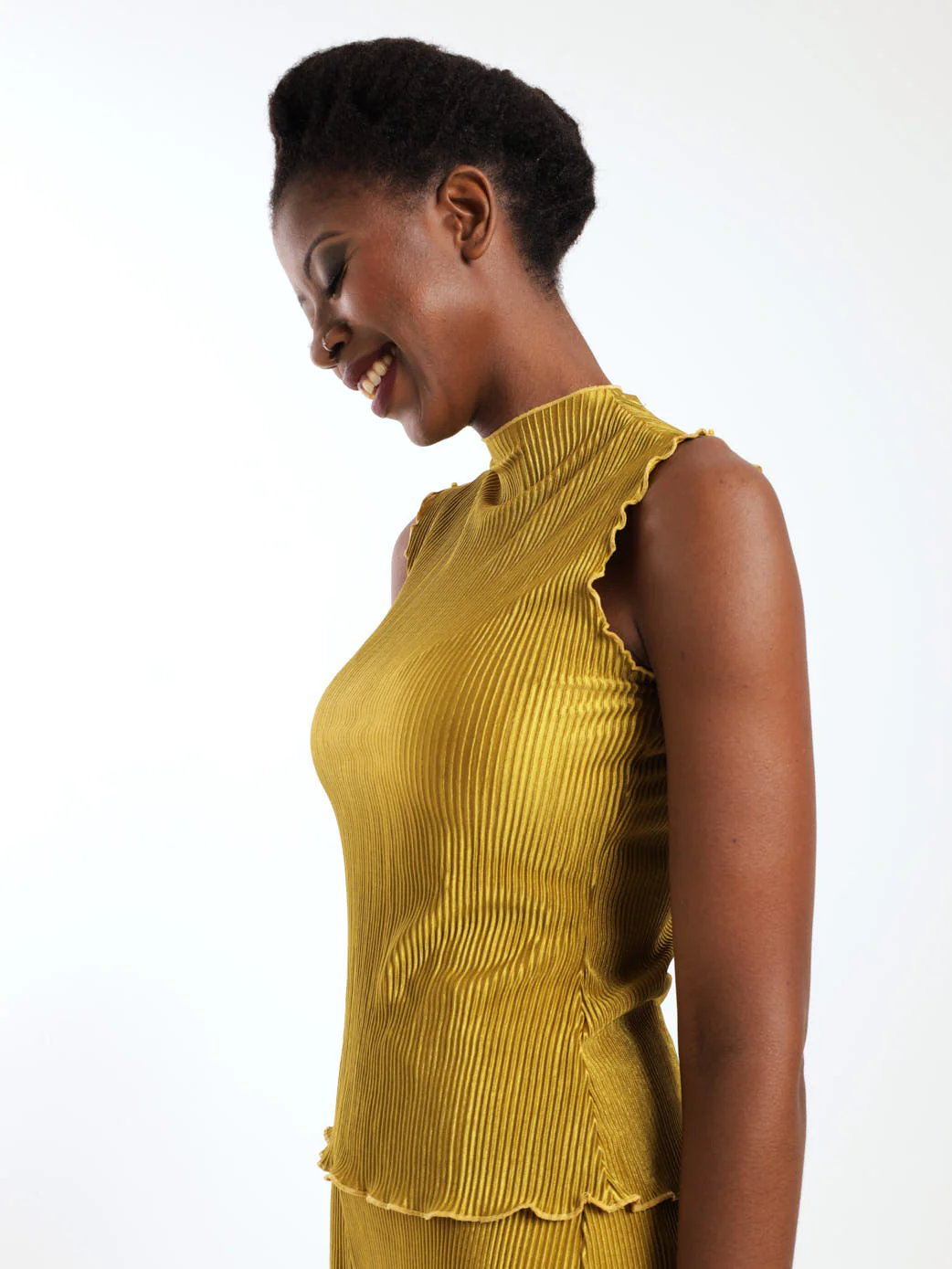 Sleeveless Bodre Top - Chartreuse - Image 3