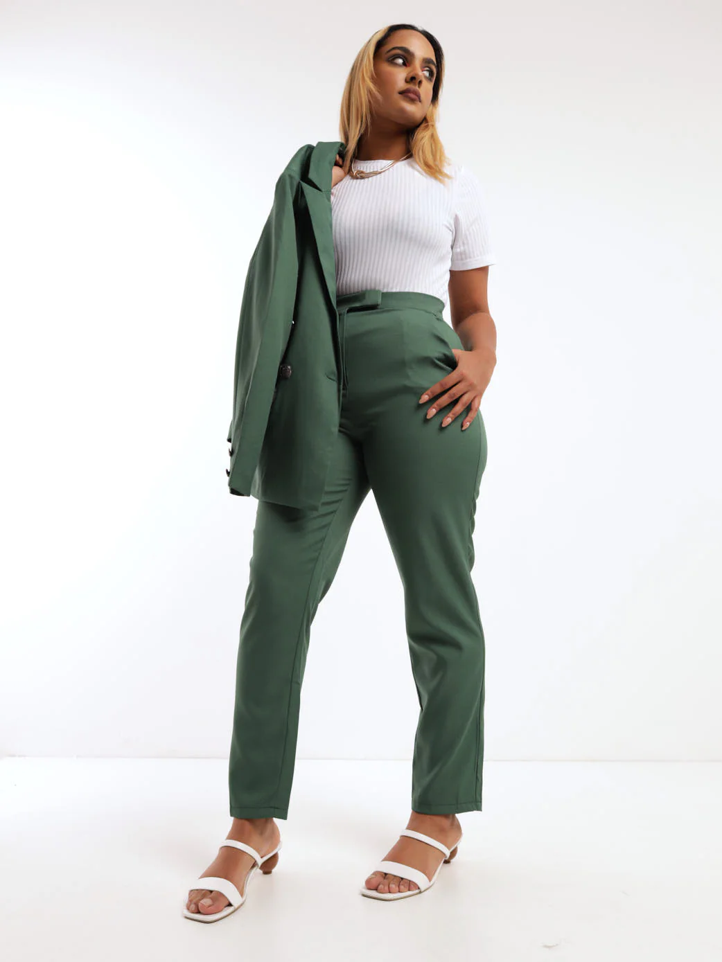 Slim Leg Pant - Forest Green - Image 2