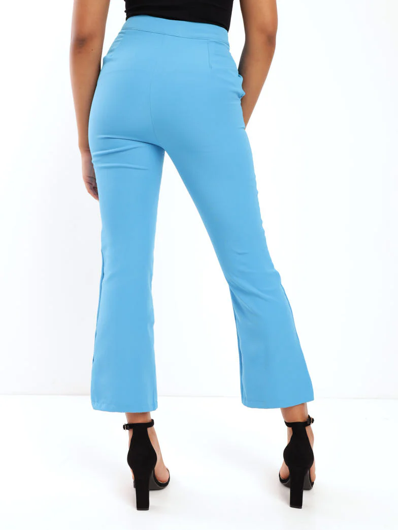 Slimleg Seamed Front Cropped Pant - Blue - Image 3