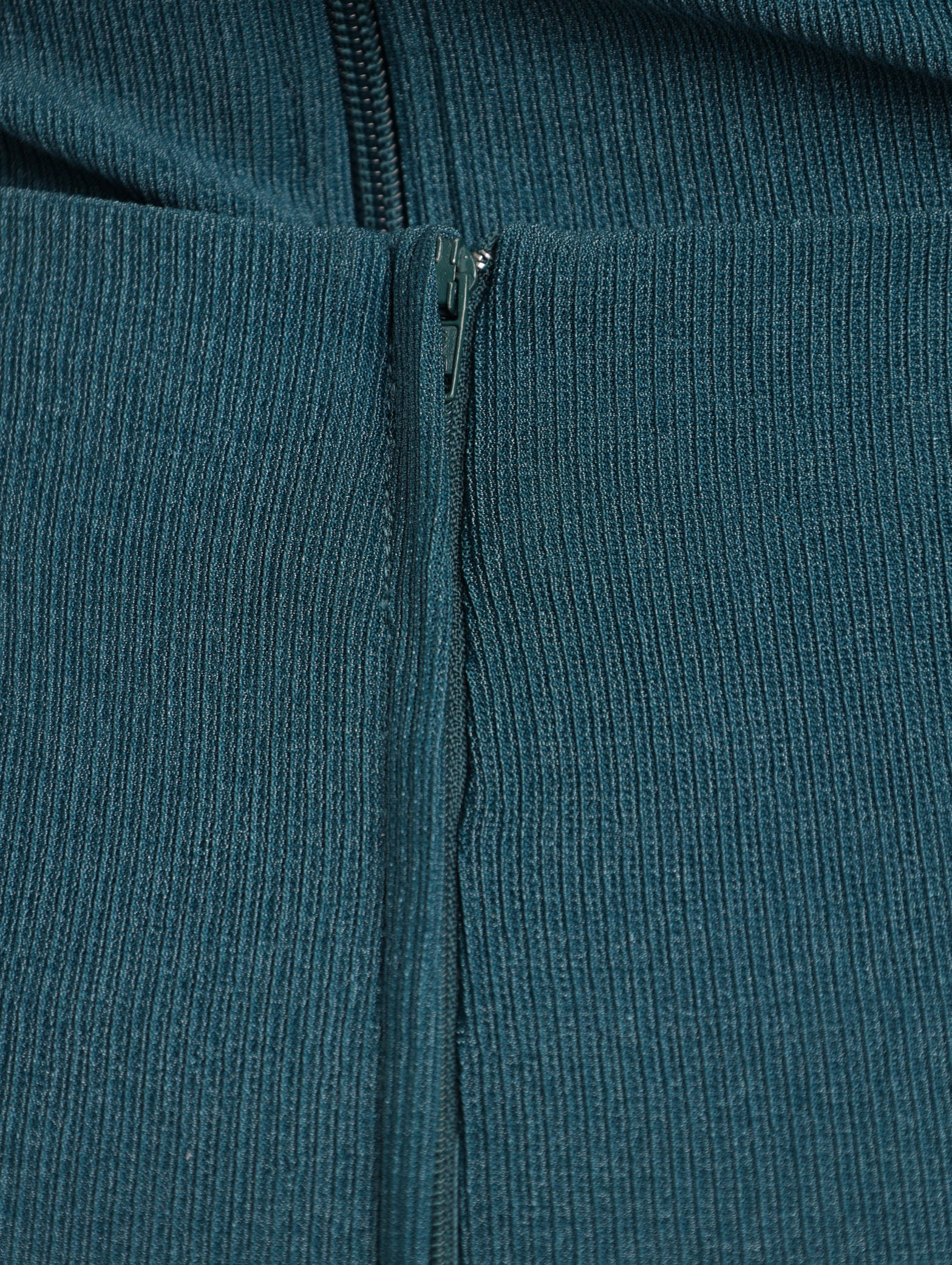 Slit Front Textured Skirt - Teal - Image 5