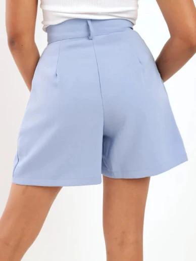 Smart Pleated Front Short - Blue - Image 4