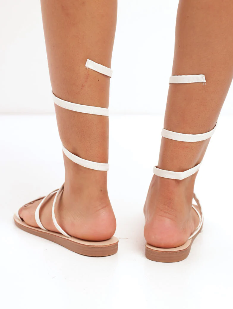 Snake Embossed Mule With Ankle Spring - White - Image 2
