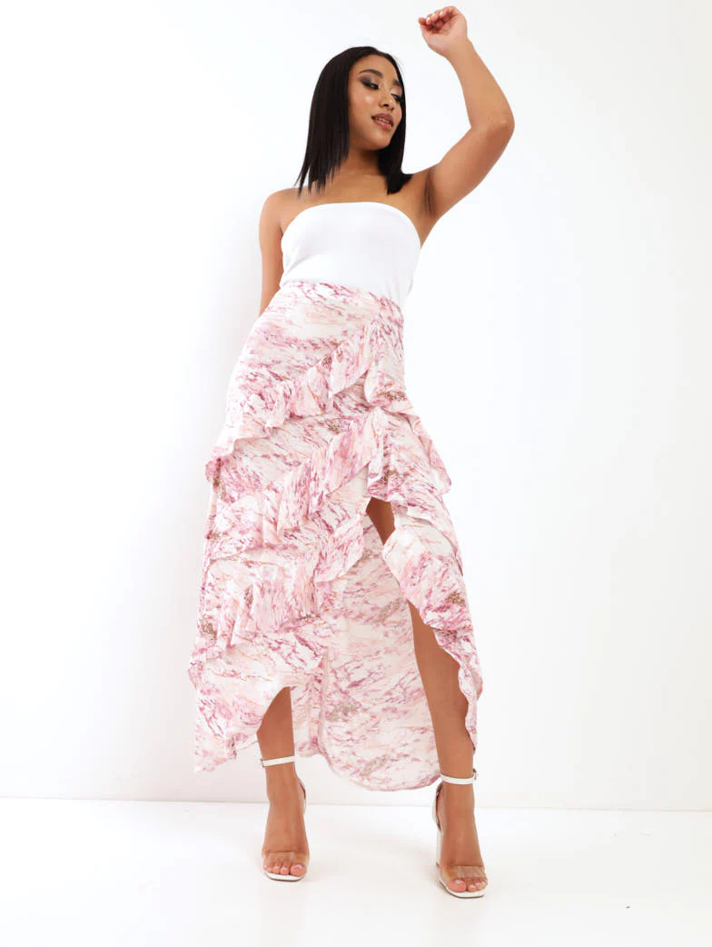 Split Front Frill Maxi Skirt - Image 2