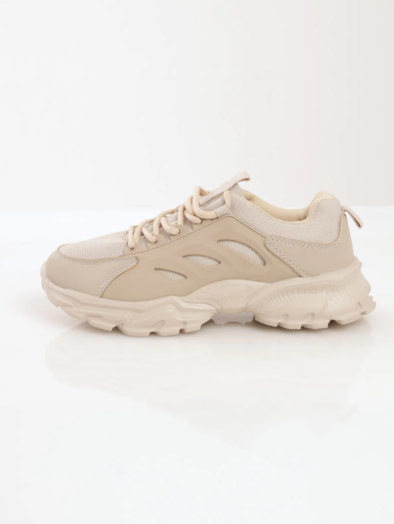 Sporty Trainer With Rubber Side - Beige - Image 2