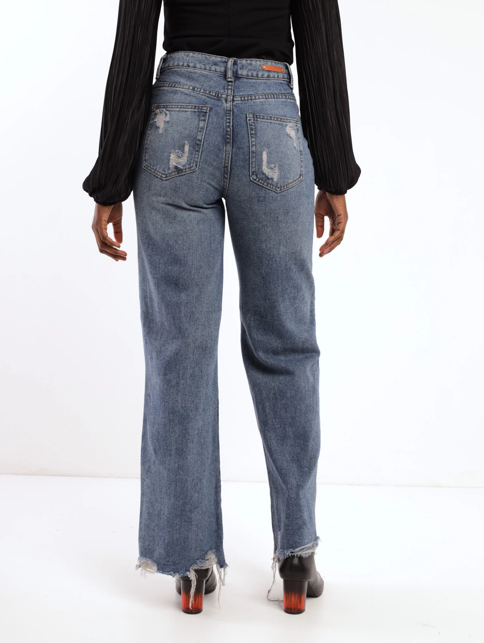 Stonewash Abraised Patch Dad Jean - Image 3